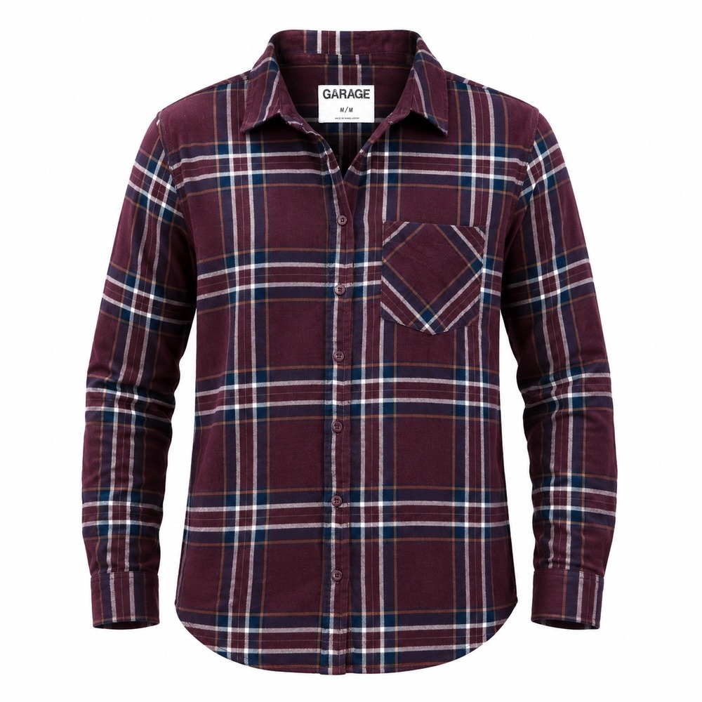 Garage Plaid Flannel Shirt Burgundy‎ Long Sleeve Medium Grunge skater streetwear